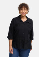 Blusa "Veloura" – mezcla de lino, dobladillo de encaje