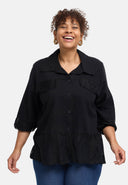 Blusa "Veloura" – mezcla de lino, dobladillo de encaje