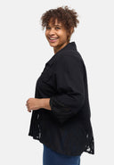 Blusa "Veloura" – mezcla de lino, dobladillo de encaje