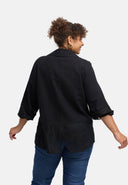 Blusa "Veloura" – mezcla de lino, dobladillo de encaje