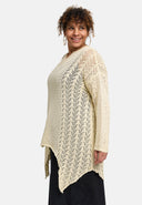 'Cotture' Strickshirt Long – A-Linie in luftiger Ajour-Struktur