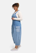 'Sky' Tuinbroek – Hoogwaardige Spijkerstof, Ombre & Patchdetails