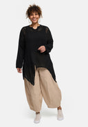 'Cotture' Strickshirt Long – A-Linie in luftiger Ajour-Struktur